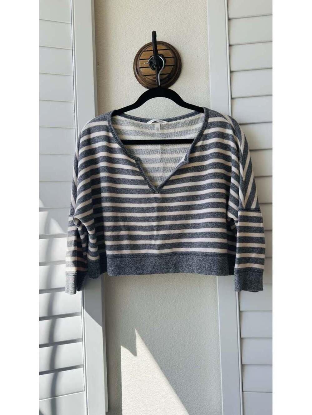 Victoria's Secret Striped French Terry Cropped Sweatshirt Size L